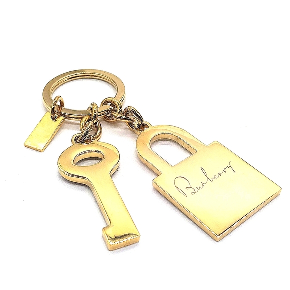 Vintage Burberry Gold Purse Skeleton Key Keychain FOB Purse Charm - Picture 3 of 5
